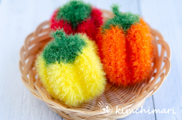 Handmade Dish Scrubbies • Tri-color Bell Pepper Set • Reusable Eco-Friendly • Crocheted!