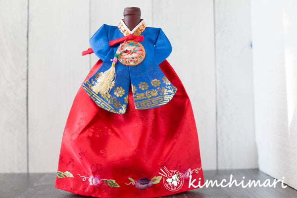 Winecover - Korean Traditional Hanbok Dress Red Blue
