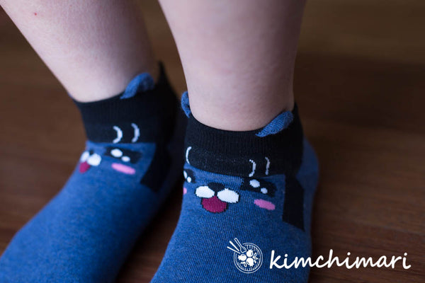 Korean Quality Ankle Socks - Kakao Friends NEO (cat) -NAVY