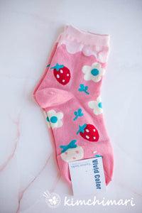 Korean Quality Ankle socks - Pink Strawberry