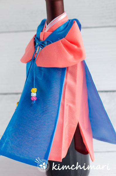 Winecover - Korean Traditional Man Hanbok - Light Blue and Orange