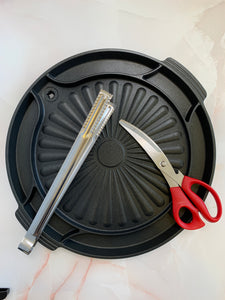 Korean BBQ Grill Pan Set A (Pan, Curved Scissors, Tongs)