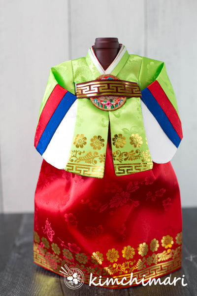 Winecover - Korean Traditional Hanbok Dress GREEN RED