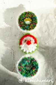 Crocheted Dish Scrubbies | Christmas Wreath + Santa | Reusable Eco-Friendly | Crocheted