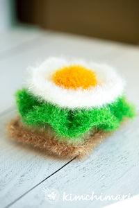Korean Handmade Dish Scrubbies (Toast, Egg, Lettuce) | Reusable Eco-Friendly | Crocheted