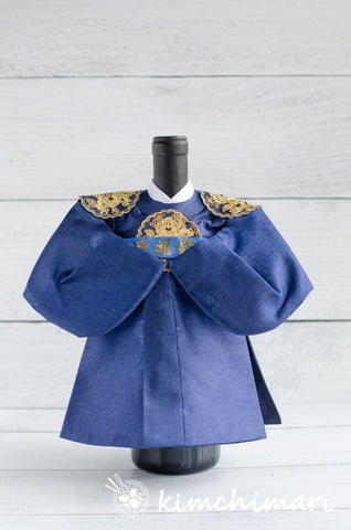 Wine cover - Korean Traditional Man Hanbok - DARK NAVY BLUE