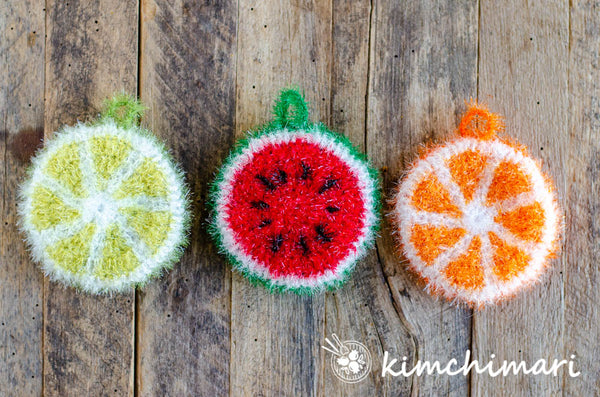 Korean Dish Scrubbies (Handmade) | Fruit Design | Reusable Eco-Friendly | Crocheted